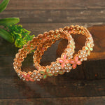 Load image into Gallery viewer, Set Of 2 Rose Gold-Plated AD Stone-Studded Bangles