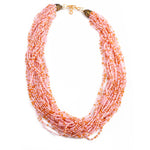 Load image into Gallery viewer, Jewar Mandi Baby Pink Beaded Multi-Layer Necklace and Tassel Earring Set for Women