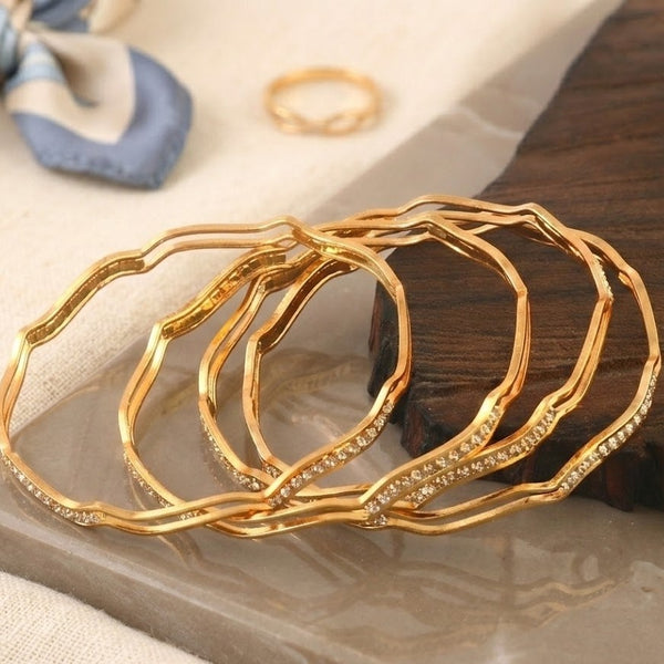 Set Of 4 Gold-Plated AD-Studded Bangles