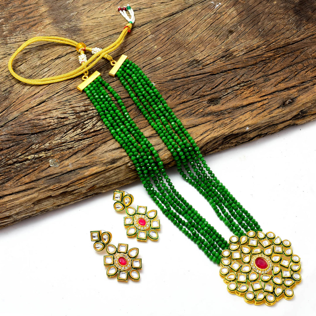 Green Gold Plated Handmade Jewelry Set For Women
