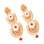 Load image into Gallery viewer, Gold Plated Kundan Pearl Polki Rajputi Chandbalis
