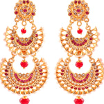 Load image into Gallery viewer, Gold Plated Kundan Pearl Polki Rajputi Chandbalis
