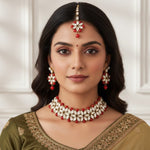 Load image into Gallery viewer, Antique Kundan &amp; Pearl Work Choker With Tika For Women
