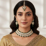 Load image into Gallery viewer, Antique Kundan &amp; Pearl Work Choker With Tika For Women
