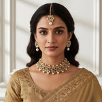 Load image into Gallery viewer, Antique Kundan &amp; Pearl Work Choker With Tika For Women
