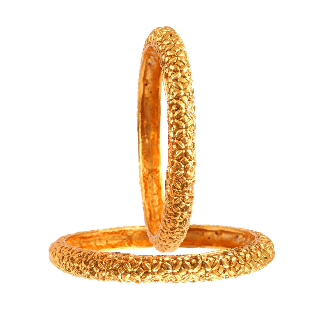Gold Plated Leaf Design Bangles For Women (2 Piece)