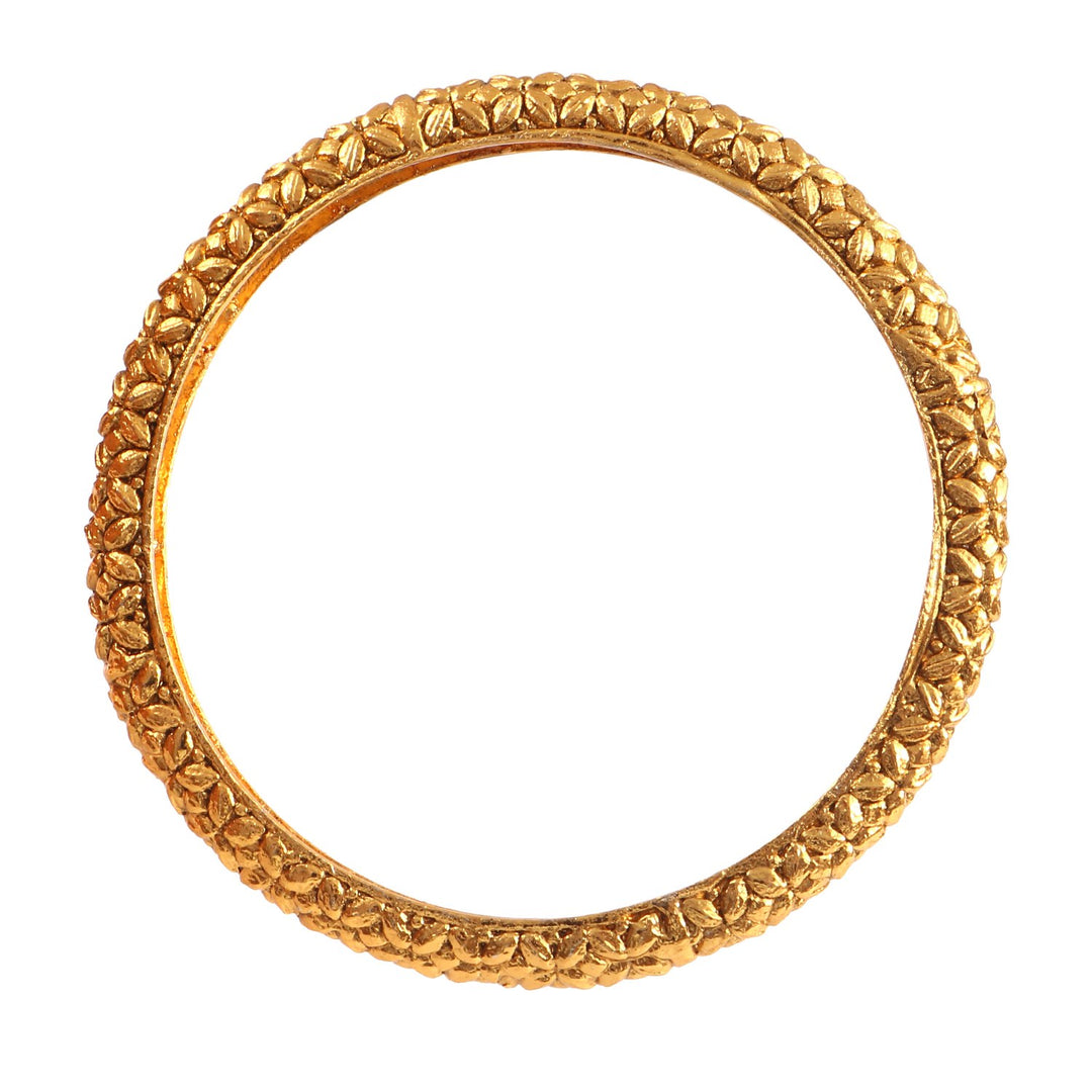 Gold Plated Leaf Design Bangles For Women (2 Piece)