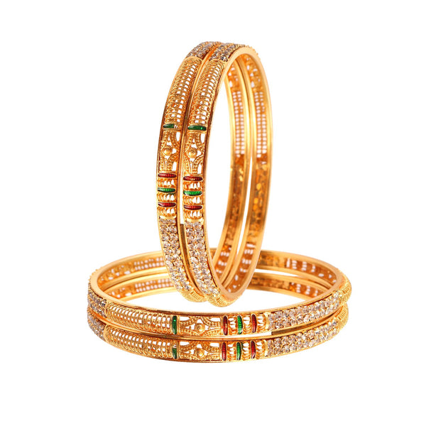 Gold Plated 4 Piece Ad Handmade Meena Work Bangle For Women (4 Piece)