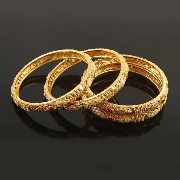 Gold Finely Hand Engraved Peeled Metal Bangle For Women