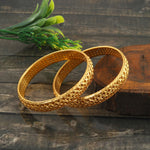 Load image into Gallery viewer, Set of 2 Gold-Plated Net &amp; Etching Textured Bangles
