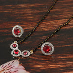 Load image into Gallery viewer, Two-Tone Silver Gold Plated American Diamond and Cubic Zirconia Studded Mangalsutra With Earrings
