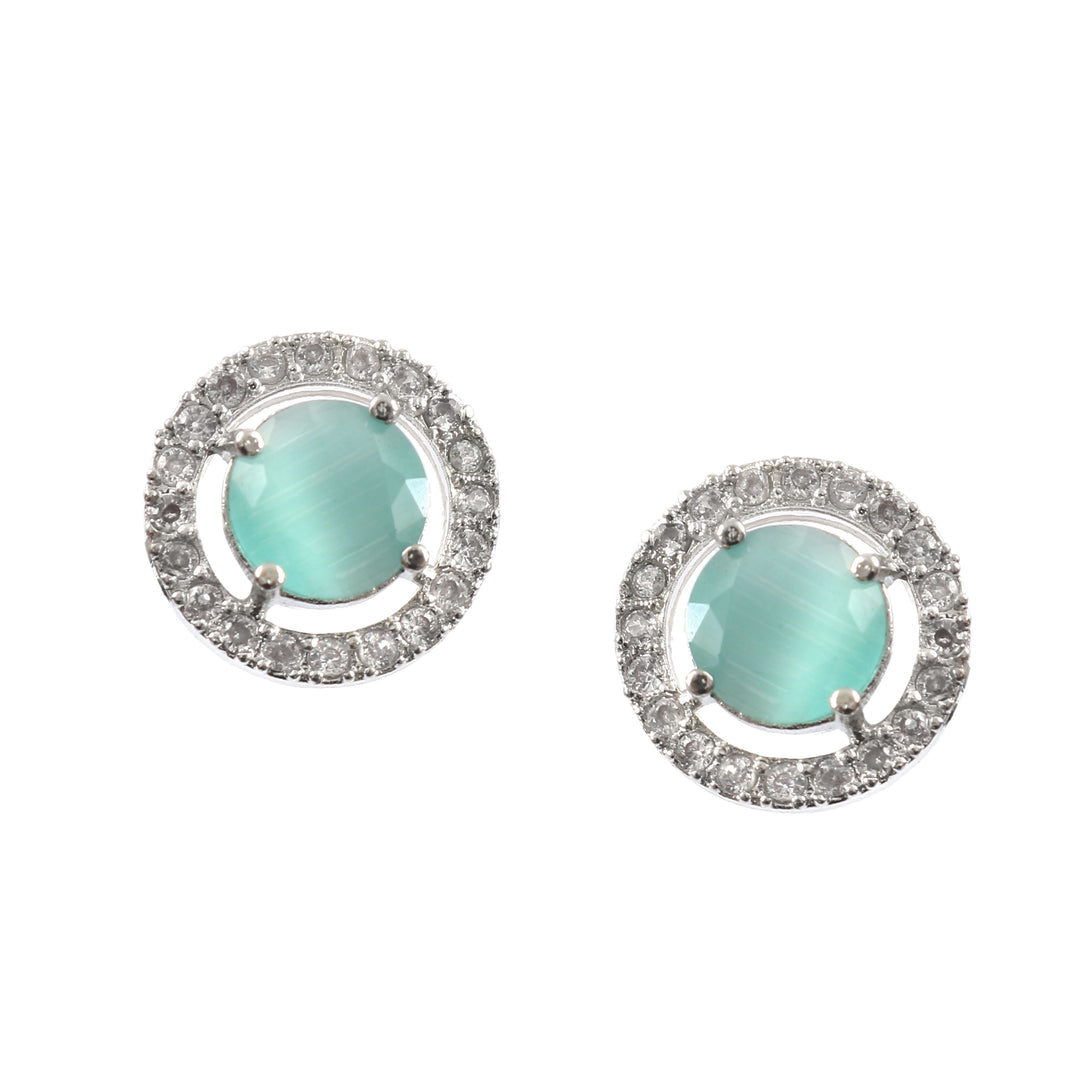 Silver Plated American Diamond and Cubic Zirconia Studded Round Tops