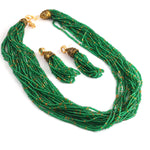 Load image into Gallery viewer, Jewar Mandi Baby Pink Beaded Multi-Layer Necklace and Tassel Earring Set for Women
