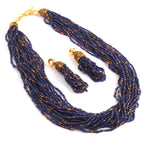 Load image into Gallery viewer, Jewar Mandi Baby Pink Beaded Multi-Layer Necklace and Tassel Earring Set for Women
