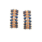 Load image into Gallery viewer, Women's Rose Gold Plated Blue Sapphire &amp; White Crystal Half-Hoop Earrings
