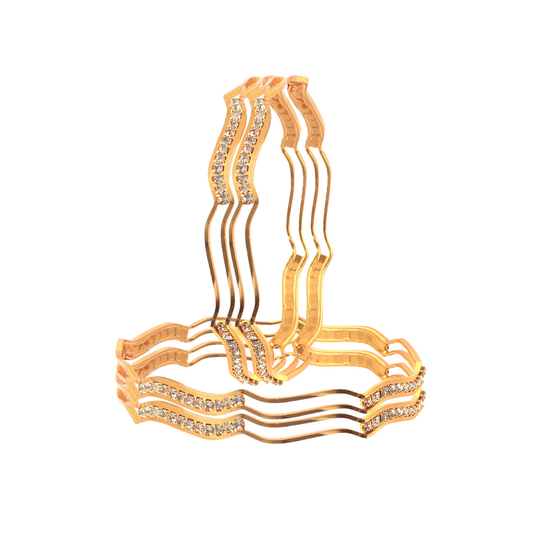Set Of 4 Gold-Plated AD-Studded Bangles
