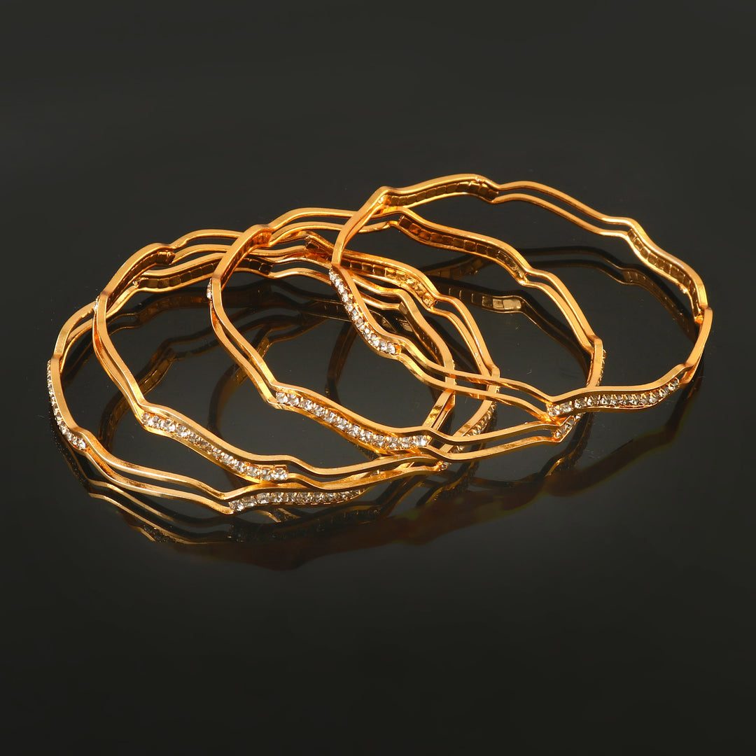 Set Of 4 Gold-Plated AD-Studded Bangles