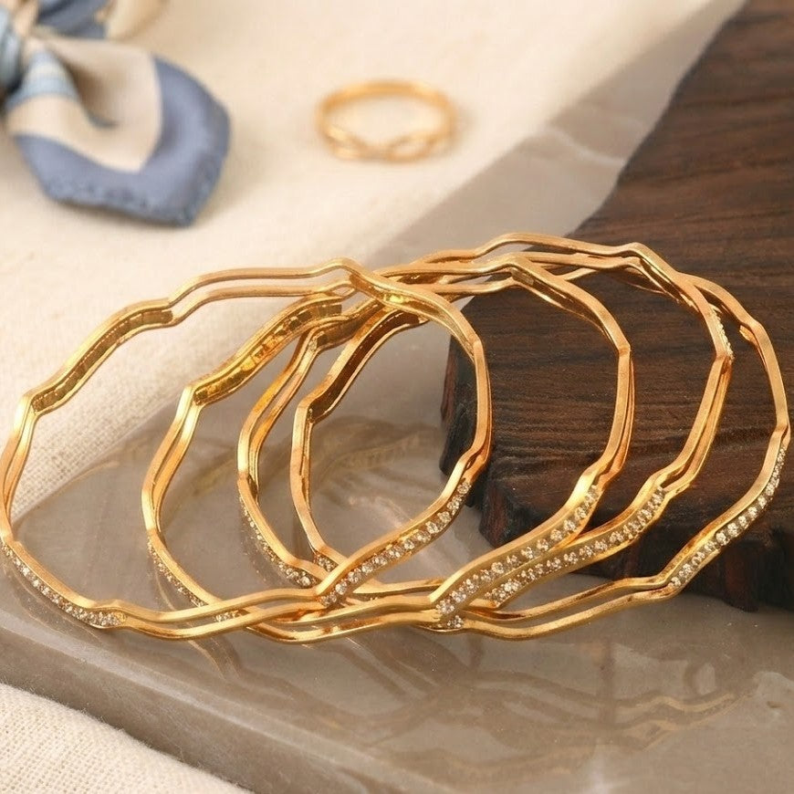 Set Of 4 Gold-Plated AD-Studded Bangles