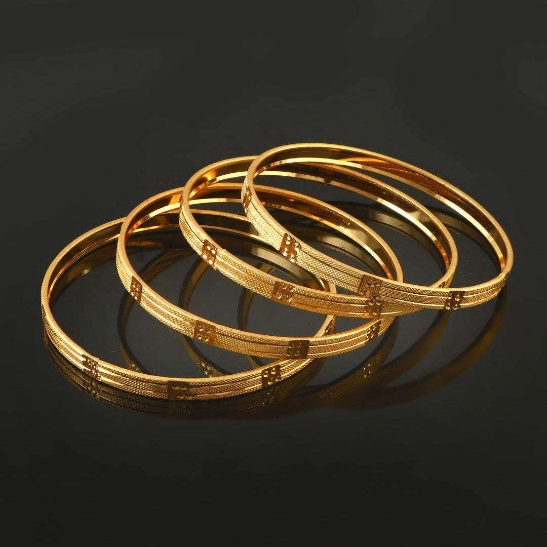 Set Of 4 Gold Plated Cutwork Bangles
