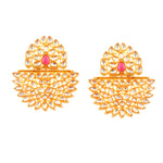 Load image into Gallery viewer, Gold-Plated Kundan Studded &amp; Pearls Beaded Jewellery Set (Red)
