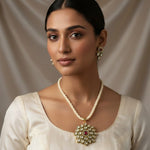 Load image into Gallery viewer, Gold-Plated Kundan Studded &amp; Pearl Beaded Jewellery Set
