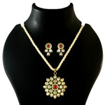 Load image into Gallery viewer, Gold-Plated Kundan Studded &amp; Pearl Beaded Jewellery Set
