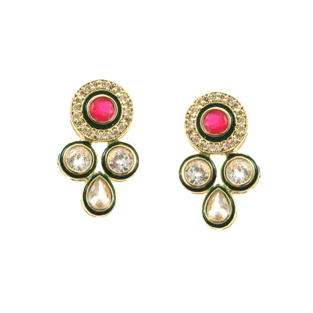 Gold-Plated Kundan Studded & Pearl Beaded Jewellery Set