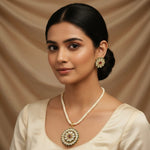 Load image into Gallery viewer, Gold-Plated Kundan Studded &amp; Pearl Beaded Jewellery Set
