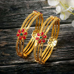 Load image into Gallery viewer, Set of 2 Gold-Plated Stone Studded &amp; Beaded Bangles
