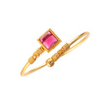 Load image into Gallery viewer, Gold-Plated Ruby Red Stone Studded Adjustable Kada Bracelet
