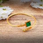 Load image into Gallery viewer, Gold-Plated Ruby Red Stone Studded Adjustable Kada Bracelet
