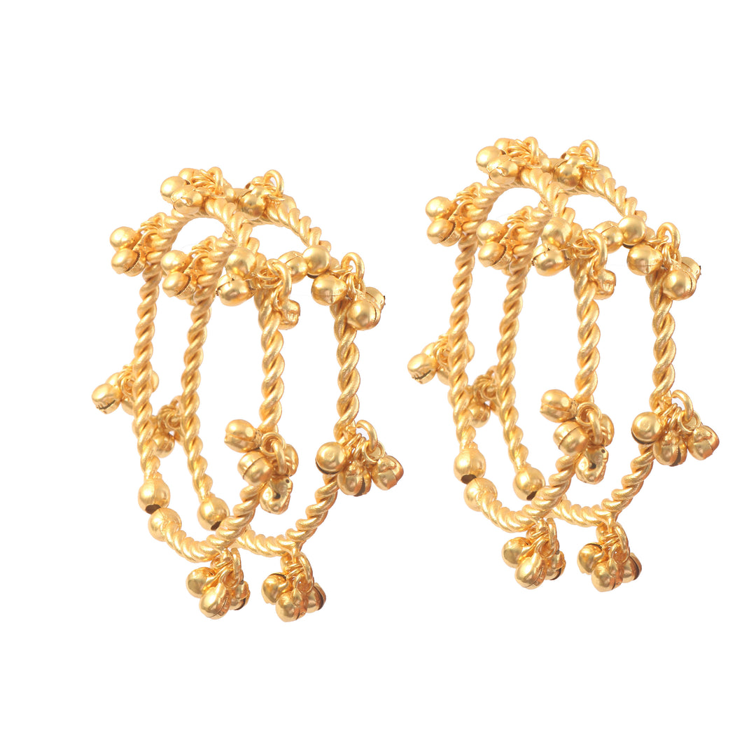 Set Of 4 Contemporary Gold-Plated Ghungroo Beaded Ajustable Bangle