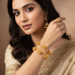 Load image into Gallery viewer, Set Of 4 Contemporary Gold-Plated Ghungroo Beaded Ajustable Bangle
