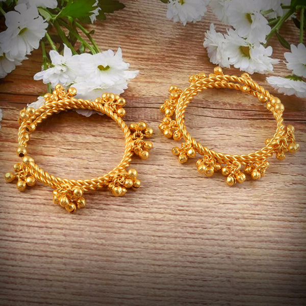 Set Of 4 Contemporary Gold-Plated Ghungroo Beaded Ajustable Bangle