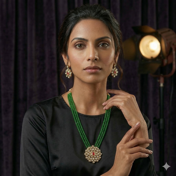 Green Gold Plated Handmade Jewelry Set For Women