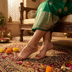 Load image into Gallery viewer, White Gold Plated Ad Cz White Stones Traditional Indian Anklet For Women
